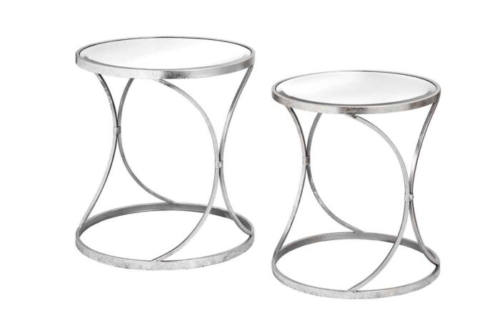 Hill Interiors Silver Curved Design Set Of 2 Side Tables-18777