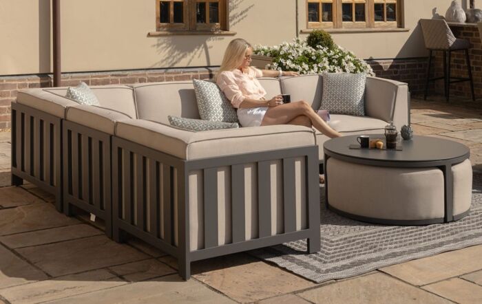 Maze Ibiza Medium Corner Sofa Set With Round Coffee Table-FB-IBIZ-MCSS-R-OT