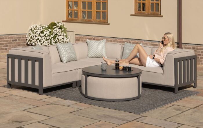 Maze Ibiza Small Outdoor Corner Sofa Set - Oatmeal-FB-IBIZ-SCSS-R-OT