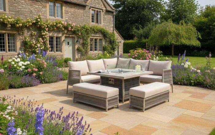 JB Furniture Exclusive Seychelles Corner Sofa with Firepit Table - Latte-CW-AR100