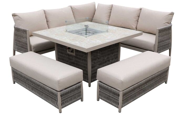 JB Furniture Exclusive Seychelles Corner Sofa with Firepit Table - Latte-CW-AR100