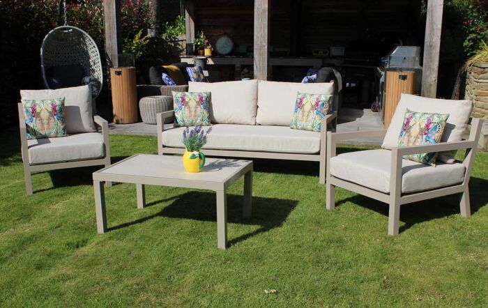 JB Furniture Exclusive Hartforth Two Seat Aluminium Garden Sofa Set - Cream
