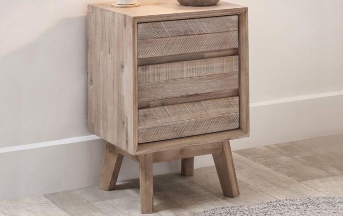 Pacific Lifestyle Kalmar Sand Wash Acacia Wood 3 Drawer Bedside Unit-76-343 1