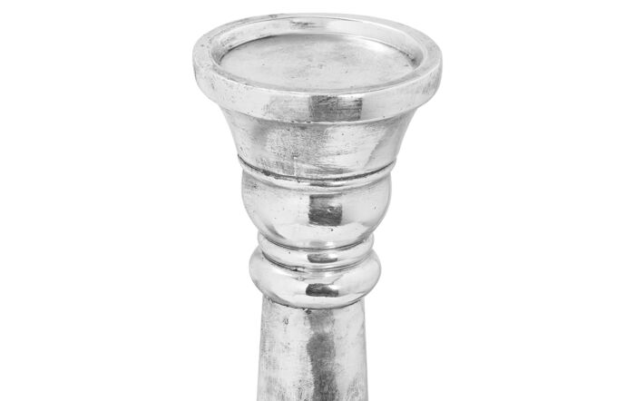 Hill Interiors Large Hammered Silver Ceramic Candle Holder-21708 1