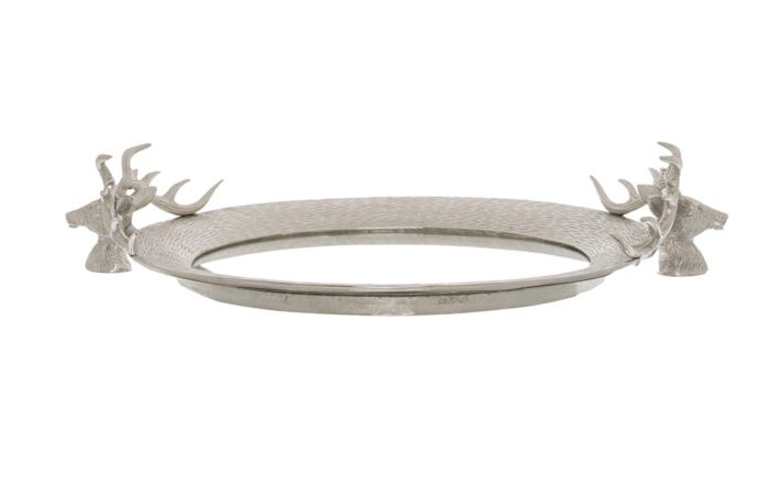 Hill Interiors Large Mirrored Tray With Stag Heads-22241