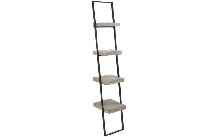 Pacific Lifestyle Jersey Concrete Effect Wood and Black Iron Four Shelf Unit