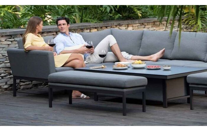 Maze Pulse Rectangular Corner Dining Set with Adjustable Table - Flanelle -FB-PUL-RCD-FL-1