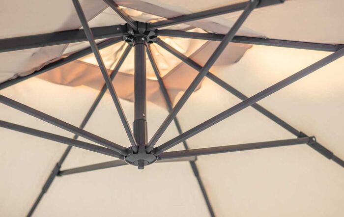 Bramblecrest Lichfield 2.7m Square Side Post Parasol with Granite Base & Protective Cover - Sand-X18PG27SQ1