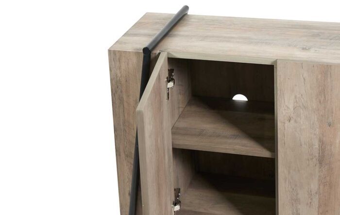 Pacific Lifestyle Osato Light Brown Wood Veneer and Black Metal 2 Door Sideboard-76-536