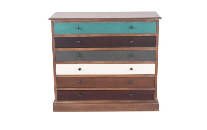 Pacific Lifestyle Loft Pine Wood Multicoloured 6 Drawer Unit-76-414