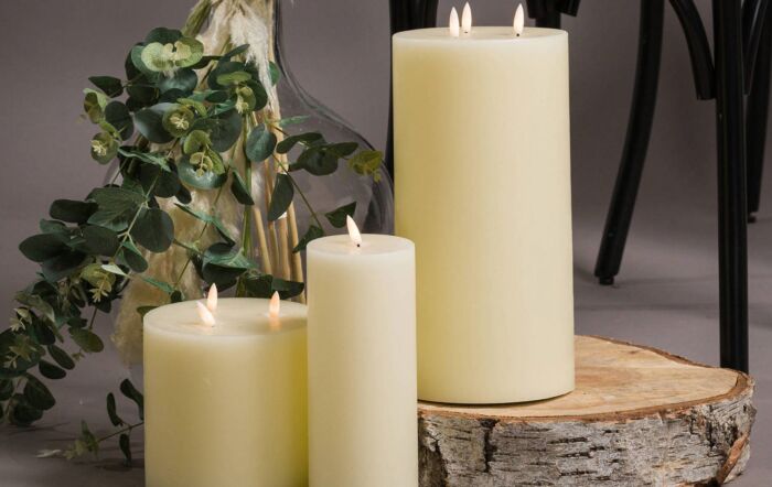 Hill Interiors Luxe Collection Natural Glow 6 x 12 LED Ivory Candle Set Of 2-19999