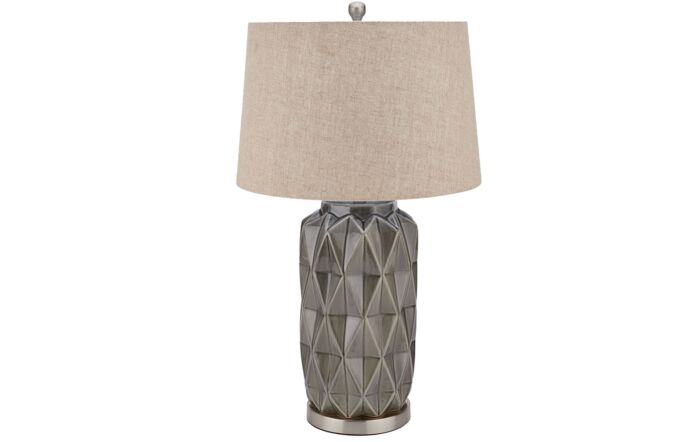 Hill Interiors Acantho Grey Ceramic Lamp With Linen Shade