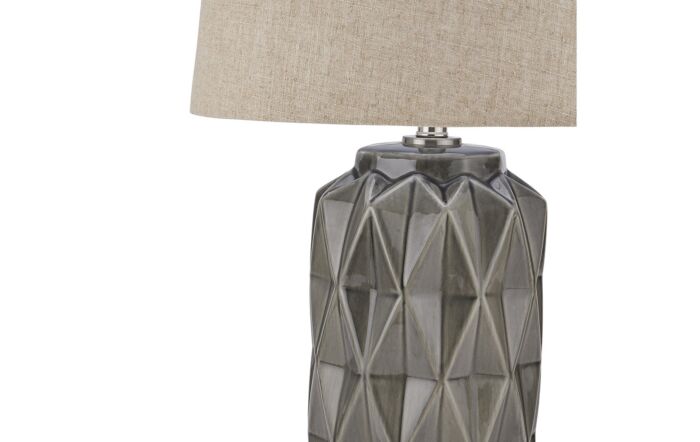Hill Interiors Acantho Grey Ceramic Lamp With Linen Shade-22069