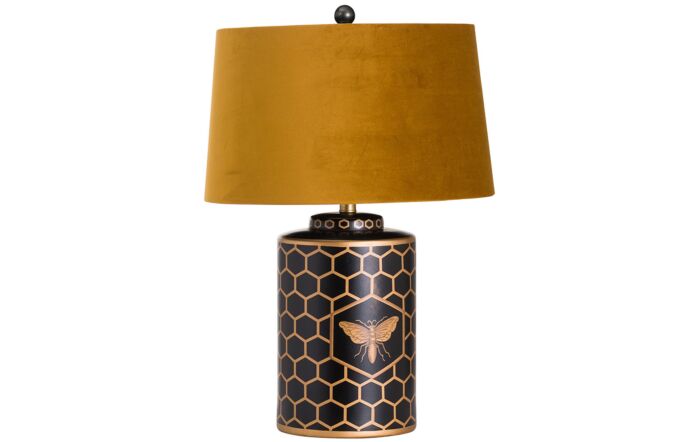 Hill Interiors Harlow Bee Table Lamp With Mustard Shade-20689 1