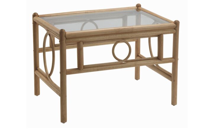Desser Madrid Light Oak Cane Glass Top Coffee Table