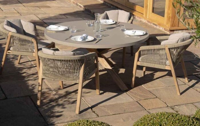 Maze Martinique Rope Weave 4 Seat Round Dining Set -MART-4SRDS-LB