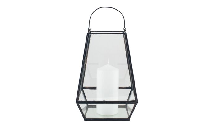 Pacific Lifestyle Matt Black Metal & Clear Glass Geo Lantern-70-605-MB 1