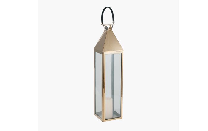 Pacific Lifestyle Matt Gold Stainless Steel & Glass Large Lantern-70-456-GO-L