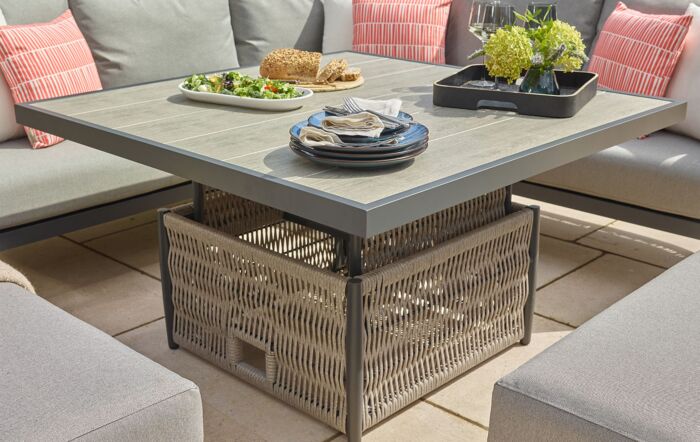 Bramblecrest Mauritius Corner Sofa Set with Ceramic Adjustable Table - Grey-X22AMAMCDT1