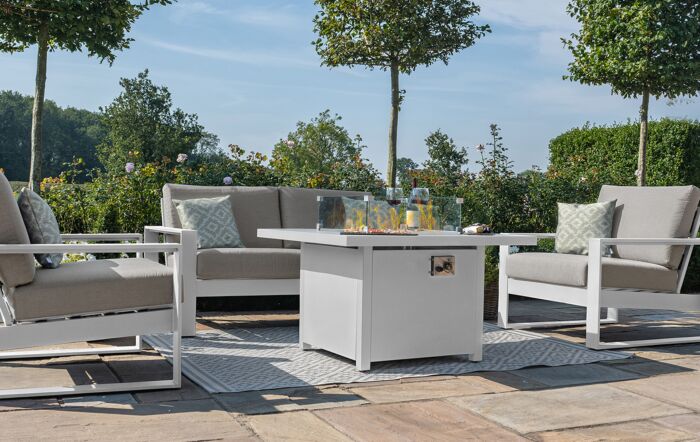 Maze Amalfi 2 Seat Sofa Set with Fire Pit Table - White-ALU-A-402015-FP
