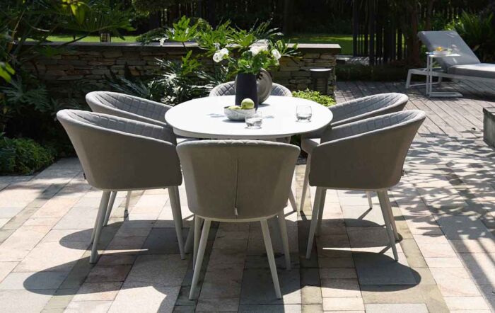 Maze Ambition 6 Seat Oval Dining Set - Lead Chine-FB-DN-AMB-6SOV-SS-LC