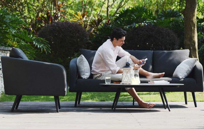 Maze Ambition 3 Seat Fabric Garden Sofa Set - Charcoal -FB-AMB-3SS-ST