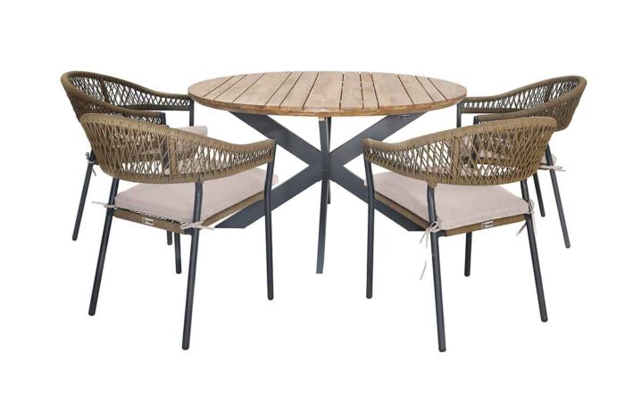 Maze Bali Rope Four Seat Dining Set - Olive Green