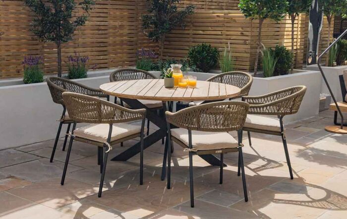 Maze Bali Rope Weave 6 Seat Round Garden Dining Set-BALI-6SRDS-GR-OT
