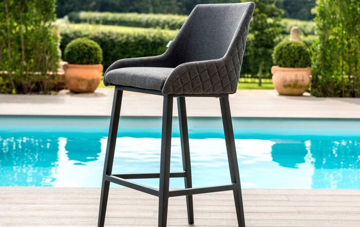 Maze Regal Outdoor Fabric 8 Seat Bar Set With Fire Pit Table - Flanelle-FB-BAR-REG-8SRC-FP-AL-FL