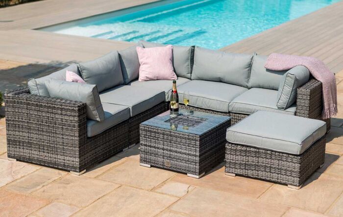 Maze London Corner Sofa Set with Ice Bucket - Grey-FLA-103575