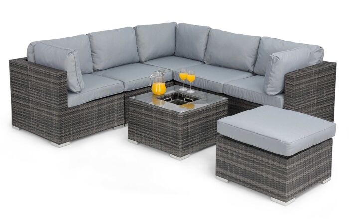 Maze London Corner Sofa Set with Ice Bucket - Grey-FLA-103575