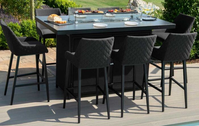 Maze Regal 8 Seat Fire Pit Bar Set - Charcoal