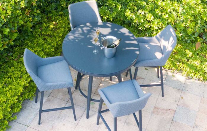 Maze Regal Outdoor Fabric 4 Seat Round Bar Set - Flanelle-FB-BAR-REG-4SRD-SS-FL-1 1