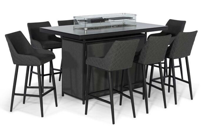 Maze Regal 8 Seat Fire Pit Bar Set - Charcoal-FB-BAR-REG-8SRC-FP-AL-ST 1