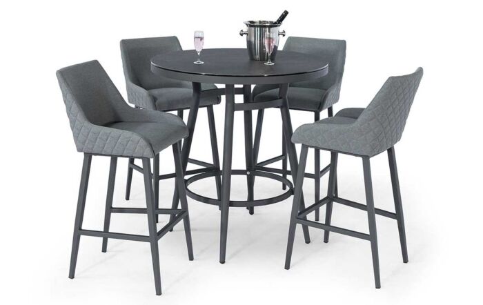Maze Regal Outdoor Fabric 4 Seat Round Bar Set - Flanelle-FB-BAR-REG-4SRD-SS-FL-1