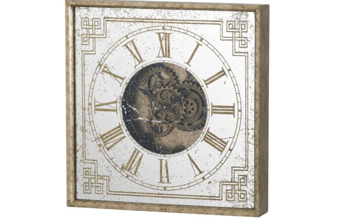 Hill Interiors Mirrored Square Framed Wall Clock with Moving Mechanism