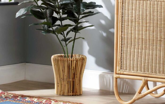 Set of 2 Rattan Plant Baskets-Natural