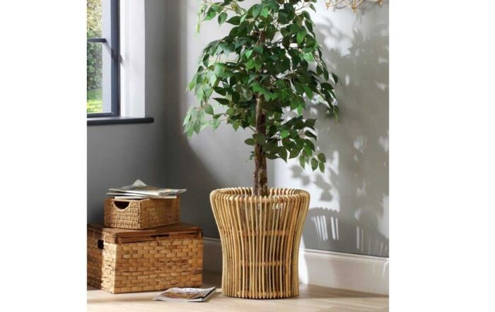 Set of 2 Rattan Plant Baskets-Natural-41135-Natural