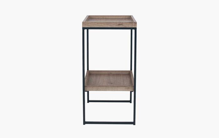 Pacific Lifestyle Gallery Natural Wood Veneer And Black Metal Side Table-76-462