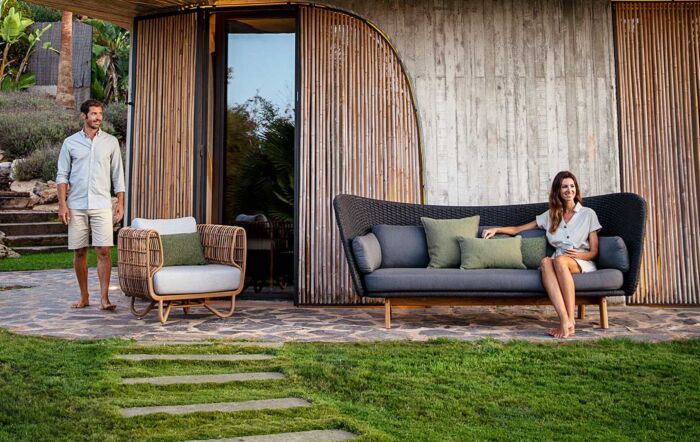 Cane-Line Garden Nest Chair and Peacock Large Wing Sofa-57421USL