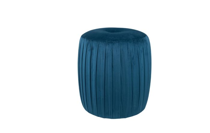 Pacific Lifestyle Bibbiana Sapphire Blue Velvet Buttoned Cylinder Pouffe