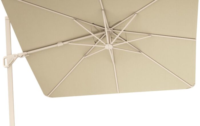 Pacific Lifestyle Nexus T2 Premium Sandstone/Champagne Free Arm Parasol With Venezia 90kg Ceramic Wheeled Base-18-307SA-CH-18-198