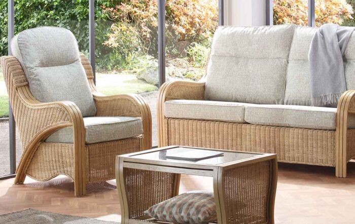 Desser Opera Cane Upholstered Conservatory Armchair