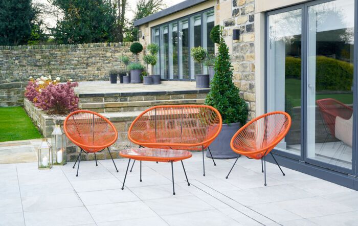 Pacific Lifestyle Orange PU Rio 4 Piece Seating Set-18-269-OR