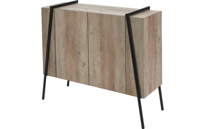 Pacific Lifestyle Osato Light Brown Wood Veneer and Black Metal 2 Door Sideboard-76-536