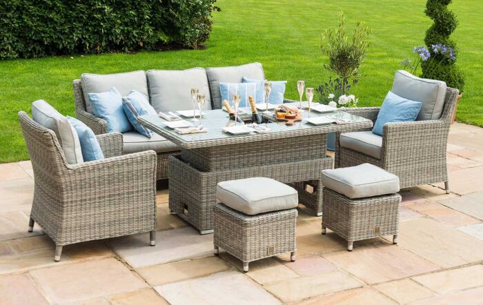 Maze Oxford Rattan Adjustable Garden Sofa Dining Set - Grey-OXF-V-205534-1