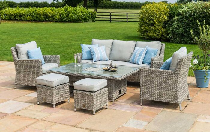 Maze Oxford Rattan Adjustable Garden Sofa Dining Set - Grey-OXF-V-205534-1