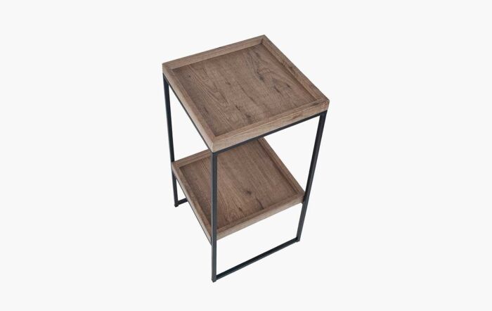 Pacific Lifestyle Gallery Natural Wood Veneer And Black Metal Side Table-76-462