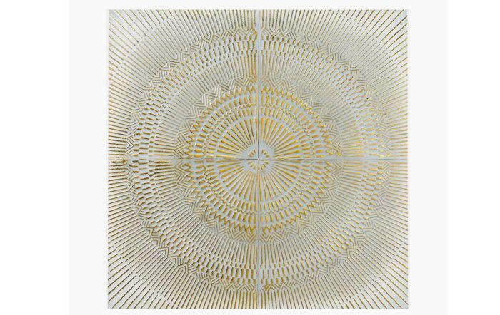 Pacific Lifestyle Antique White And Gold Textured Metal Wall Art-71-333