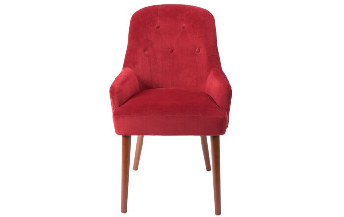 Pacific Lifestyle Antoinette Red Velvet Armed Dining Chair Walnut Effect Legs